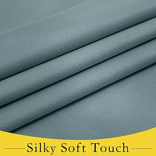 NICETOWN Greyish Blue Blackout Curtain for French Doors, 26x50in