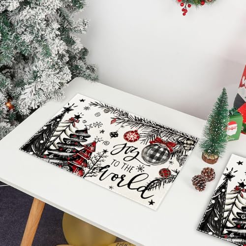 White Christmas Tree Placemats Set of 4 Holiday Table Decor for Kitchen & Dining
