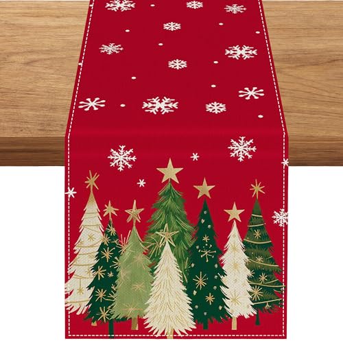 Christmas Table Runner 13x72 Inches - Red Holiday Table Decor
