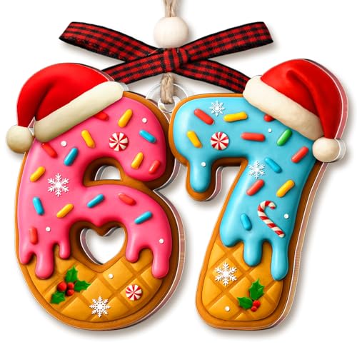 67 Christmas Ornament - Funny Acrylic Meme Decor for Kids and Teens
