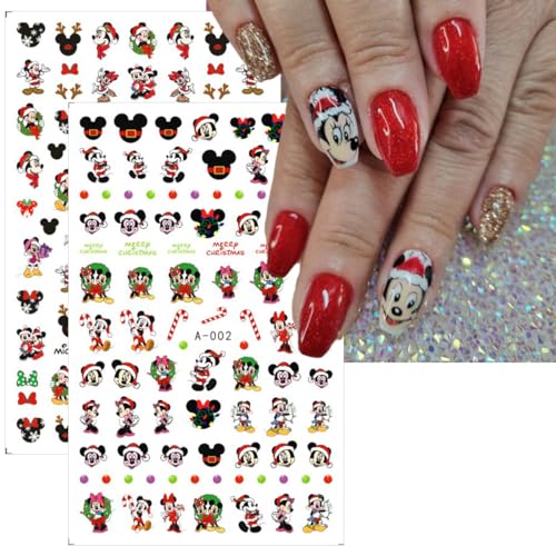 Christmas Nail Stickers - 2 Sheets Self-Adhesive 3D Holiday Manicure Decals
