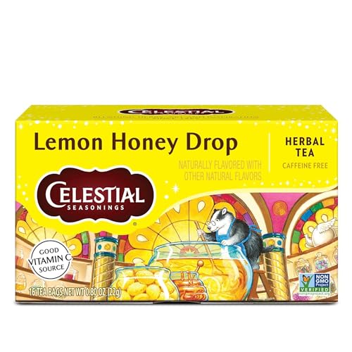 Celestial Seasonings Lemon Honey Drop Herbal Tea - 16 Tea Bags Pack - Caffeine-Free Vitamin C