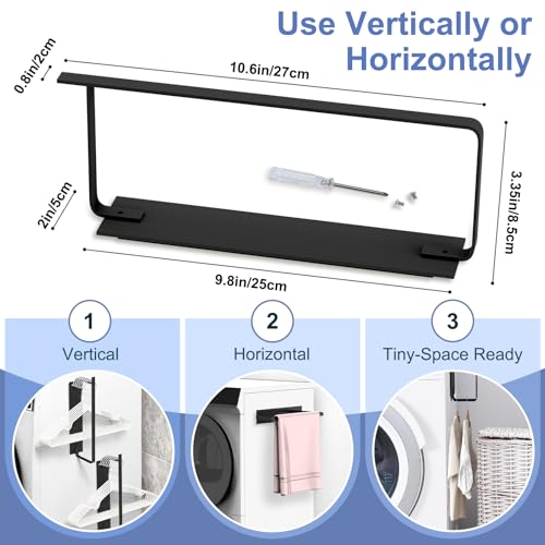 FODIENS Magnetic Hanger Holder for Laundry Room, Heavy-Duty Black Rack
