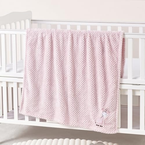 CREVENT 2-Pack 30''x40'' Soft Baby Blankets - Giraffe & Pink