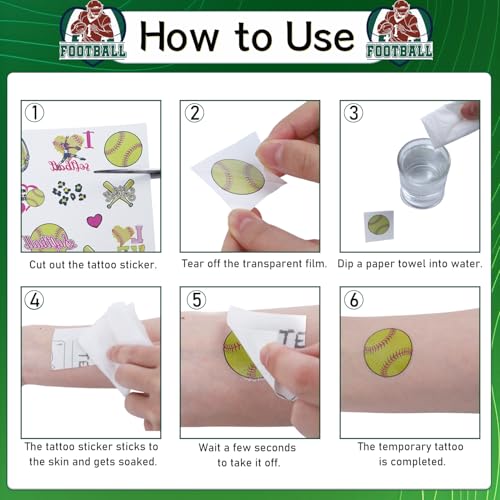 Gameza Green Team Spirit Temporary Tattoos - 156 Pcs Glitter Football Party Favors