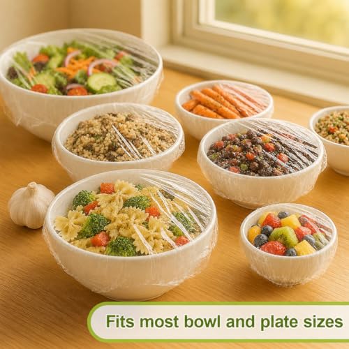 300PCS Reusable Bowl Covers - BPA-Free Elastic Food Wraps