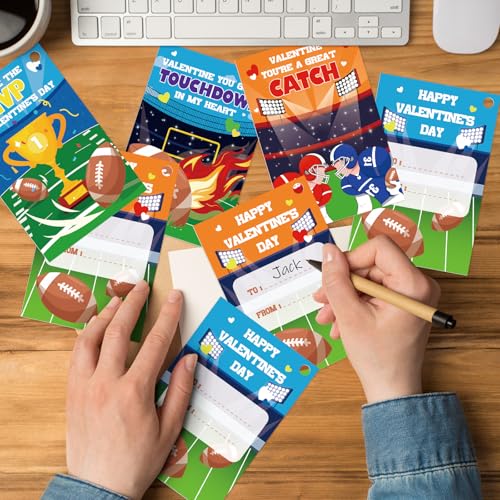 24-Pack Football Valentine's Day Gift Cards with Keychains