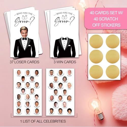 Who Has The Groom Bridal Shower Game - 41 Pcs Scratch Off Cards (White-2)