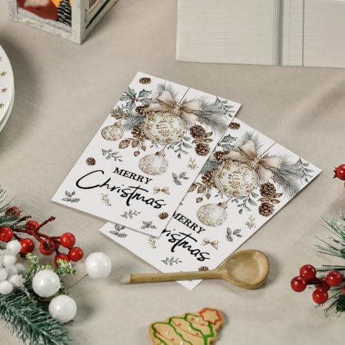 100 Pcs Christmas Paper Napkins - Elegant Holiday Ornament Design, 2-Ply