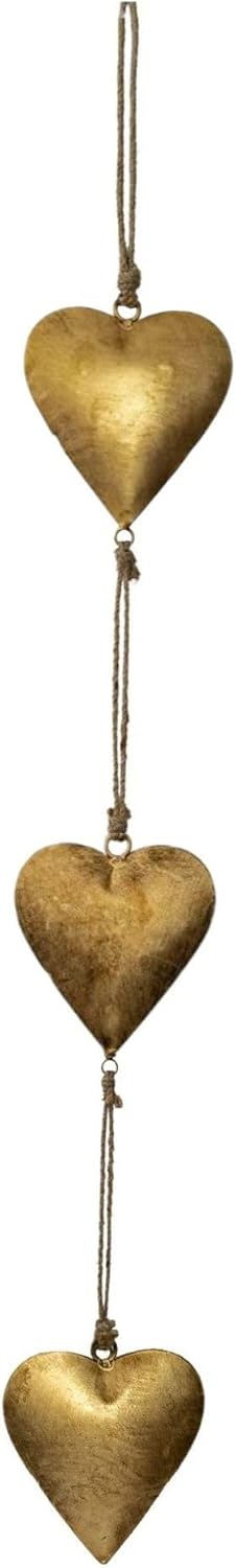 Mie Creations Vintage Metal Heart Wall Art - Gold Heart Shaped Bedroom Decor | Rustic Anniversary Gift, 27''