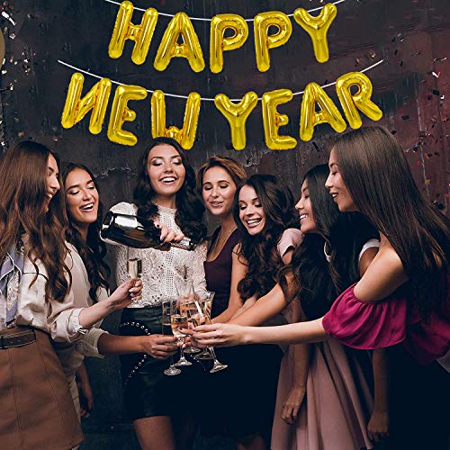 16-Inch Happy New Year Balloons Banner for 2025 Party Decor