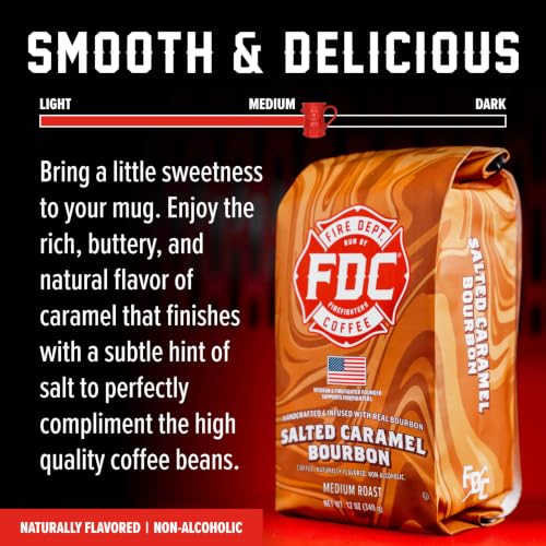Fire Department Coffee Salted Caramel Bourbon Ground Coffee 12 oz - Infused, Veteran-Owned