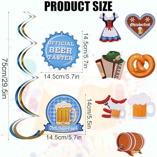 PEUTIER 9-Piece Oktoberfest Hanging Paper Swirls & Bunting Decorations