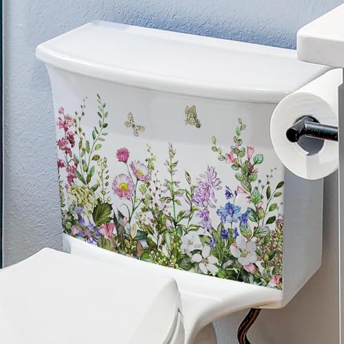Self-Adhesive Green Leaf Toilet Stickers - Removable Bathroom Decals