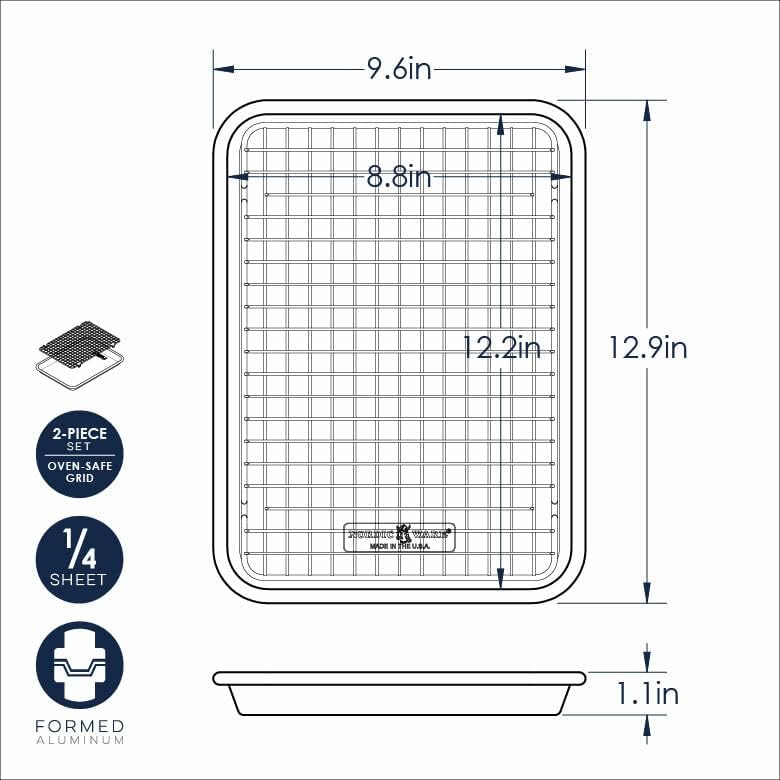 Nordic Ware Naturals® Quarter Sheet Pan - Oven-Safe Nonstick Grid for Easy Baking