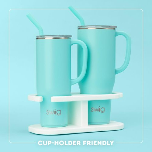 Swig Life 30oz Mega Mug, 30 oz Tumbler with Handle and Straw, Cup Holder Friendly, Dishwasher Safe, Extra Large Insulated Tumbler, Stainless Steel Water Bottle (Deck The Halls)