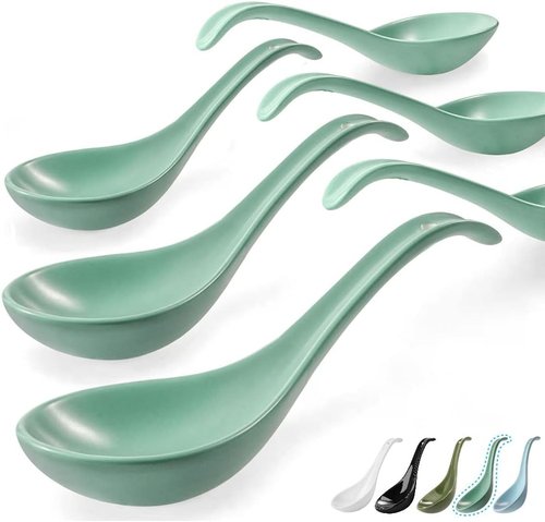 Artena Solid Asian Soup Spoon Set - Ultra-Fine Porcelain Ramen & Miso Spoons | 6.75 Inch, Teal