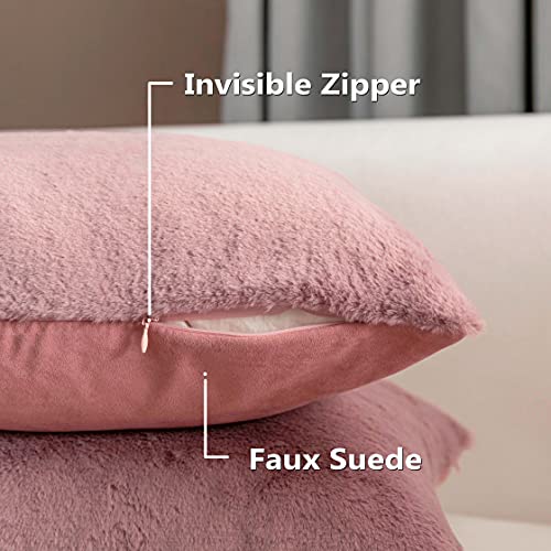 12x20 Dusty Pink Faux Fur Pillow Cover for Couch & Bedroom Decor - Home Brilliant