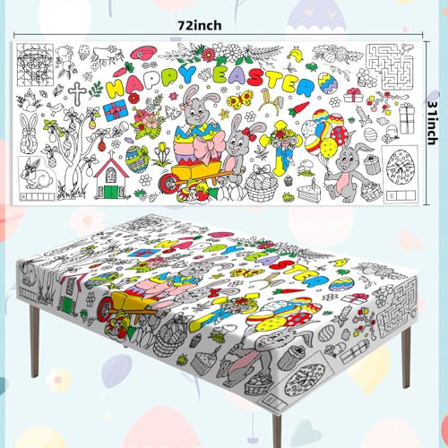 Easter Giant Coloring Tablecloth for Kids - 72" x 30"
