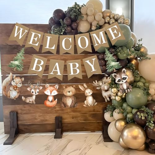Woodland Welcome Baby Banner for Woodland Baby Shower & Gender Reveal Party Decor