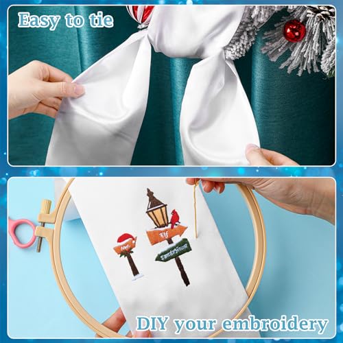 White Wreath Sash Ribbon with Satin Bow | 4.5'' x 56'' for DIY Decor