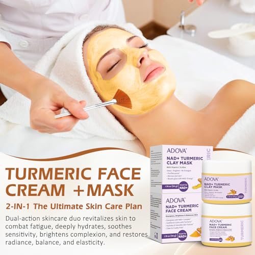 ADOVA Turmeric Skin Care Set - NAD+ Clay Mask & Moisturizing Face Cream