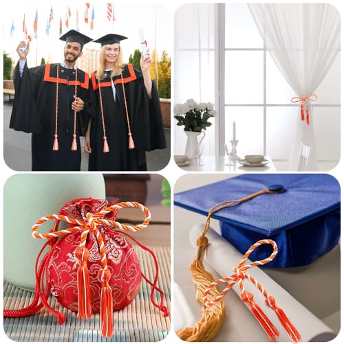 Slergut Orange and White Graduation Honor Cords with Tassels 67" Long