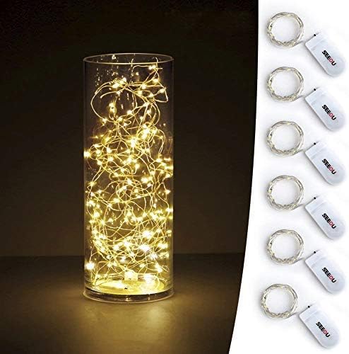 YKB LED Starry String Lights - 6 PCS with 20 Micro LEDs on 3.3FT Copper Wire | Warm White for Holiday Decor