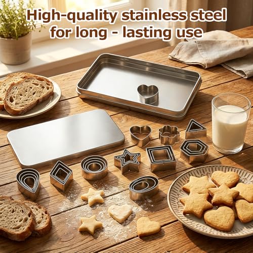 30Pcs Mini Geometric Cookie Cutter Set - Stainless Steel Baking Tools