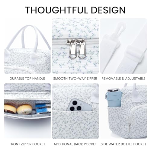 MAMONA Lavender Insulated Lunch Bag - Large Capacity Cooler Tote