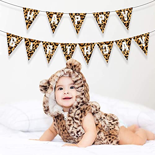 Leopard Print Happy Birthday Banner - Jungle Safari Theme Decor