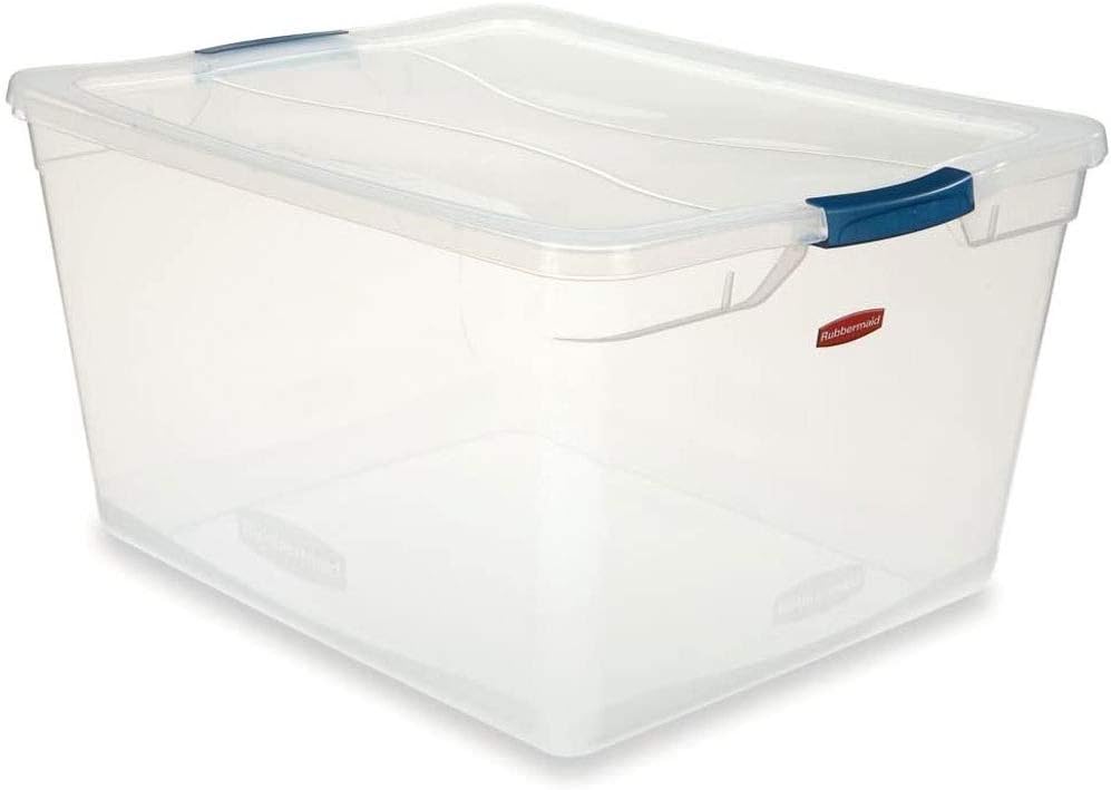 Rubbermaid Clever Store Latching Storage Tote - Clear 71-Quart Container for Easy Organization