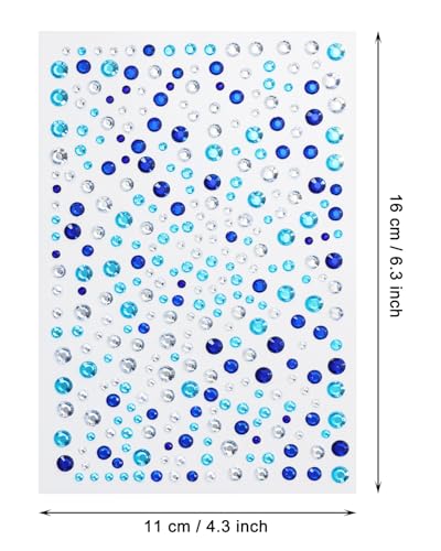Face Costume Gems 650Pcs Self-Adhesive Hair Jewels Rhinestone Stickers Mixed Blue