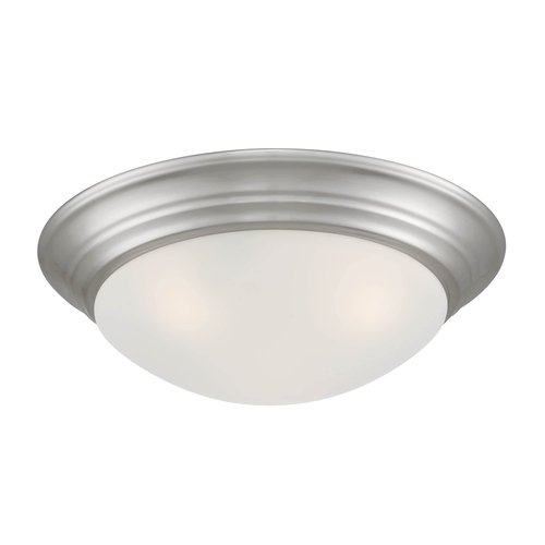 DESIGNERS FOUNTAIN 3-Lights Flush Mount Ceiling Lights, 16.75 Inch Tap Etched Glass Lighting Fixture for Kitchen, Bedroom, Bathroom, and Hallway, Brushed Nickel, 1360L-BN