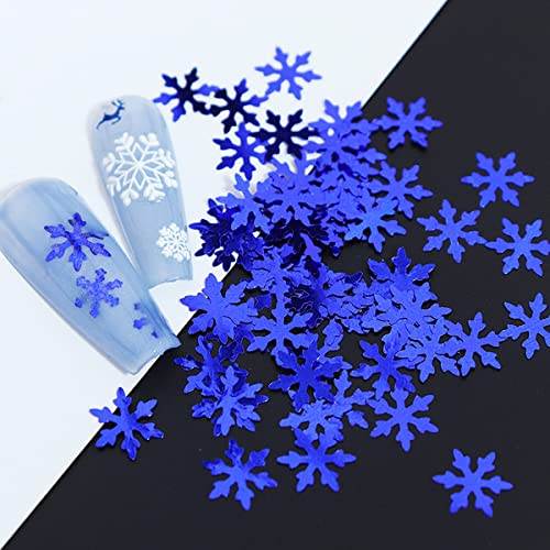 Blue Snowflake Nail Art Sequins 6 Grids Winter Glitter Charms