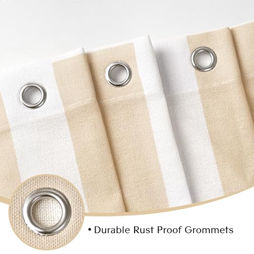 Sunlit Farmhouse Striped Shower Curtain, Beige Faux Linen, 72" x 72"