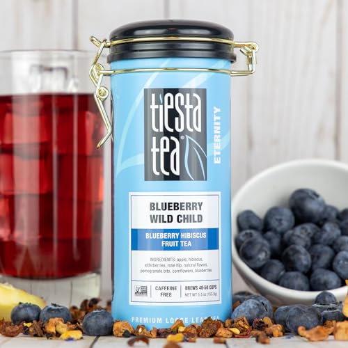 Tiesta Tea Blueberry Wild Child Loose Leaf Tea, 50 Cup Tin (6-Pack)