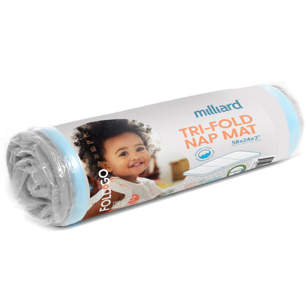Milliard Toddler Nap Mat Bed Tri Folding Mattress with Washable Cover (24 inches x 57 inches x 3 inches)