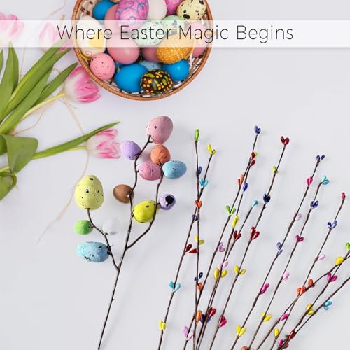 LERAO Easter Egg Decor Set with Artificial Vine Stems - 14 Pieces
