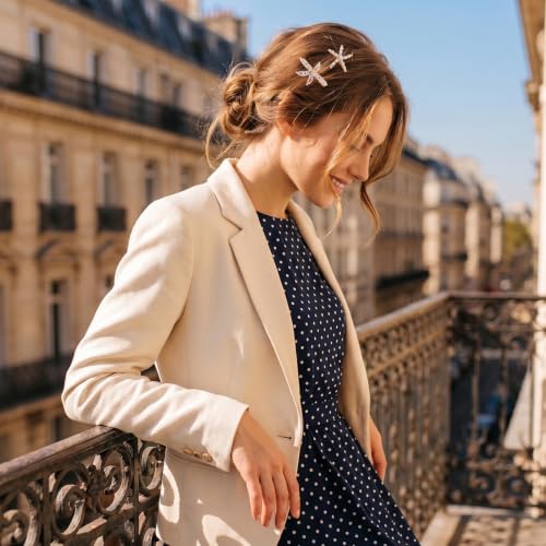 5-Piece Starfish Pearl Crystal Hair Clips Beach Wedding Hair Accessories