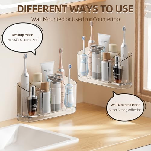Zayin Wall Mounted Toothbrush Holder with Drainage & Adhesive Mount