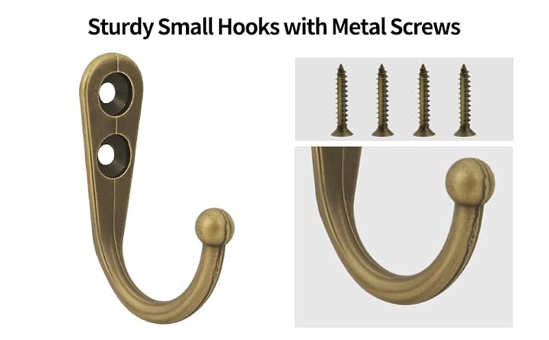Bronze 20 Pcs Wall Mount Key Hooks - Zinc Alloy Utility Hangers