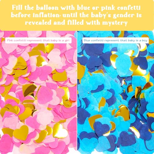 Black Bow Gender Reveal Balloons - 36 Inch Set with Confetti