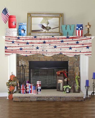 4th of July Fireplace Scarf 90x17 Inch - Patriotic Stars & Stripes