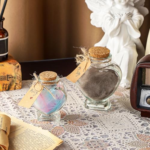 WHJY Heart-Shaped Glass Jars with Cork Lids - 3oz Decorative Containers (2 Pack)