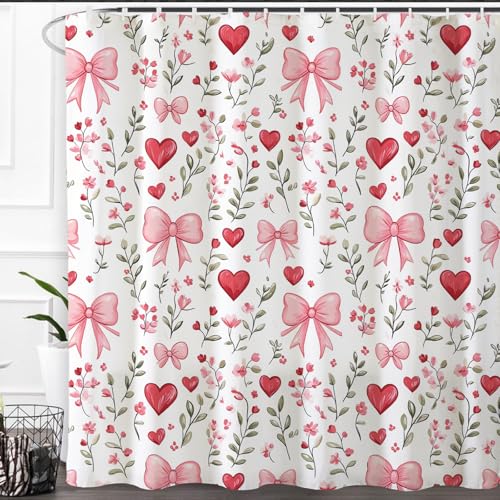 Pink Bows Shower Curtain - Waterproof Polyester, 72x72 Inches