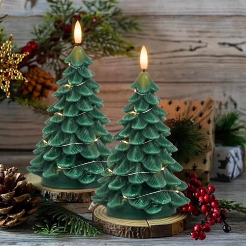 Lasumora Christmas Tree Flameless Candles with Remote Timer - B-Fairy Lights