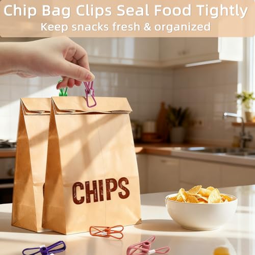 ChicRange 10-Pack Colorful Metal Chip Clips with Rubber Caps