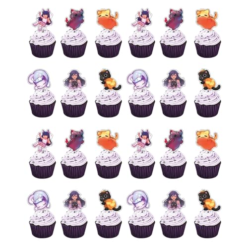 Cat Game Party Cake Topper Set - 25 Pcs Birthday Decorations