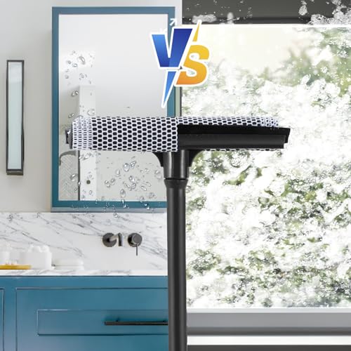 Bryquelin 2-in-1 Window Squeegee with Sponge and 15.9" Stainless Handle